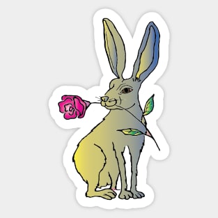 easter bunny with a rose Sticker